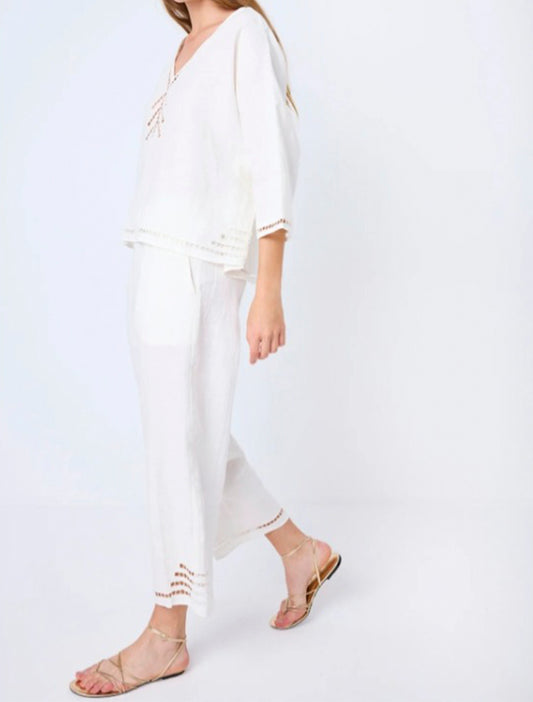 PANTALON BRODERIE BLANCO