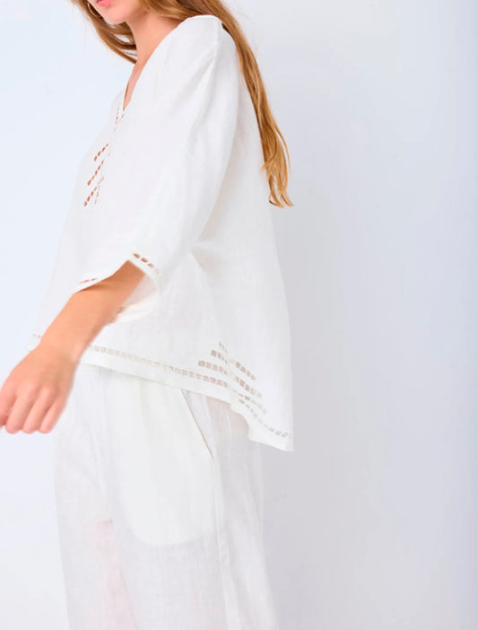 CAMISA LINO BRODERIE BLANCA