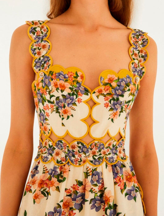 VESTIDO HILO FLOR AMARILLO