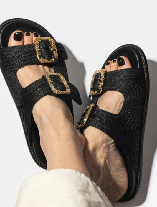 SANDALIAS CARLOTA RAFIA NEGRO