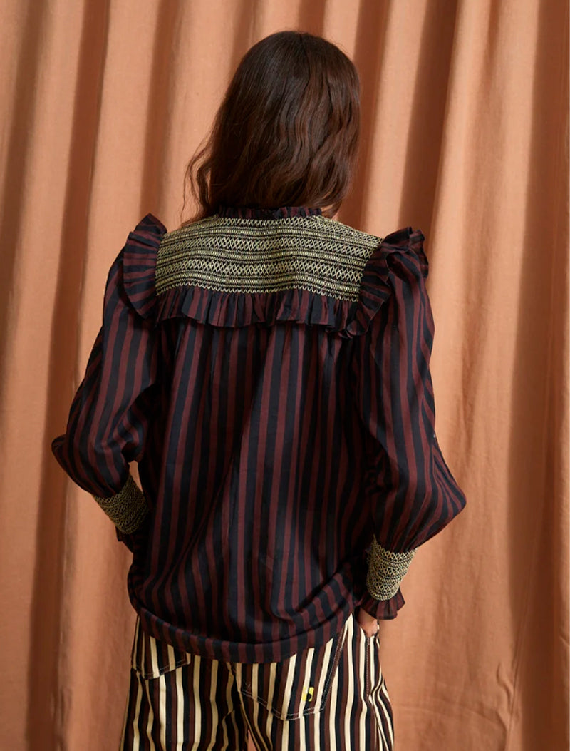 BLUSA CONCHITA LINEAS CHOCOLATE