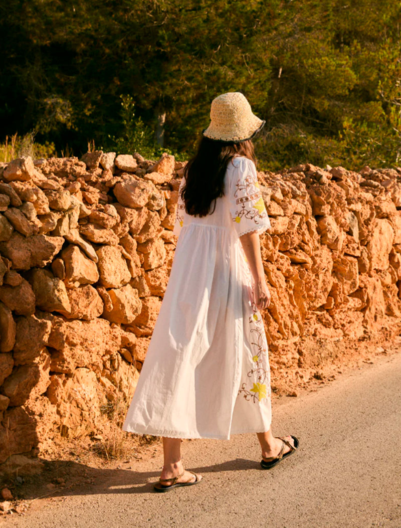 VESTIDO AMAPOLA EMBROIDERY CRUDO
