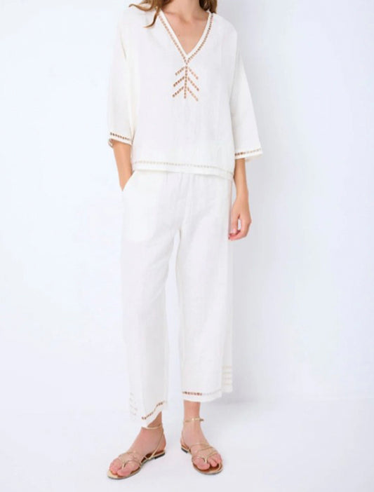 PANTALON BRODERIE BLANCO