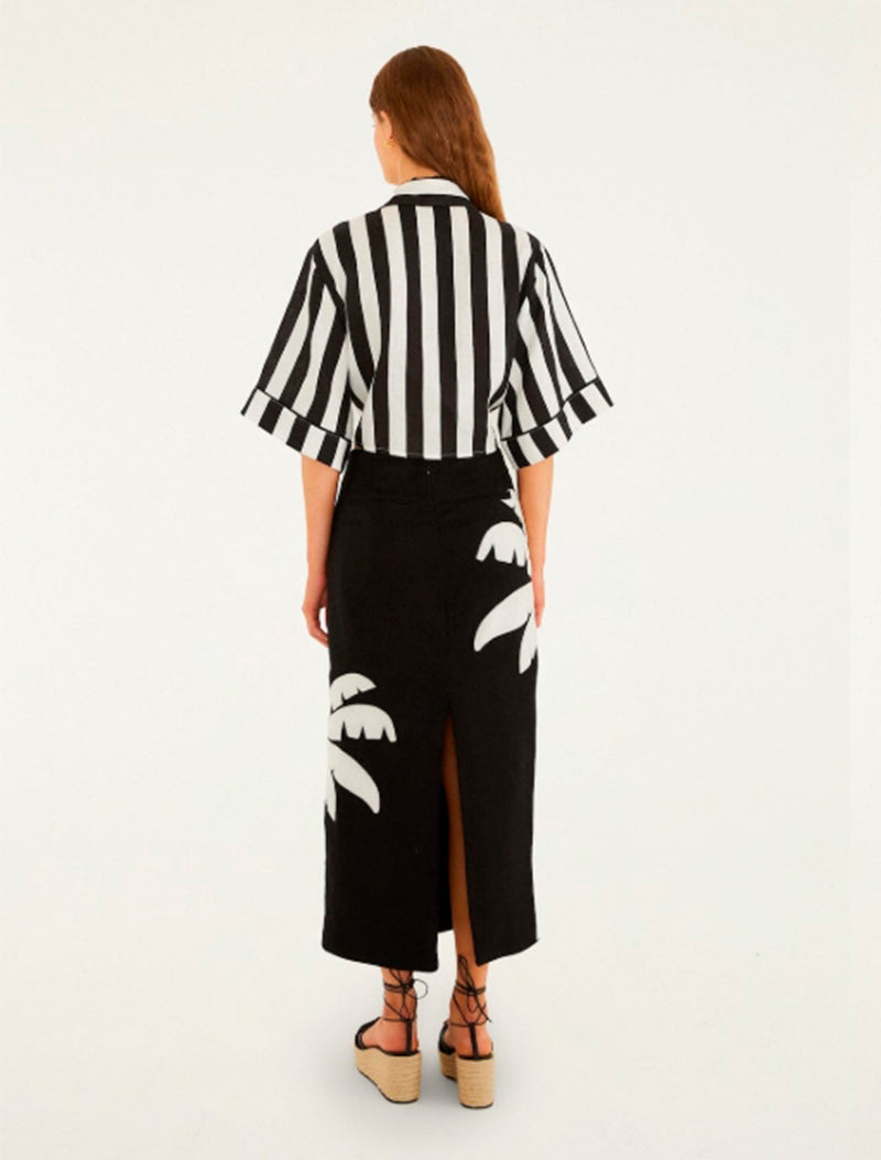 FALDA PALMERA LINO NEGRO