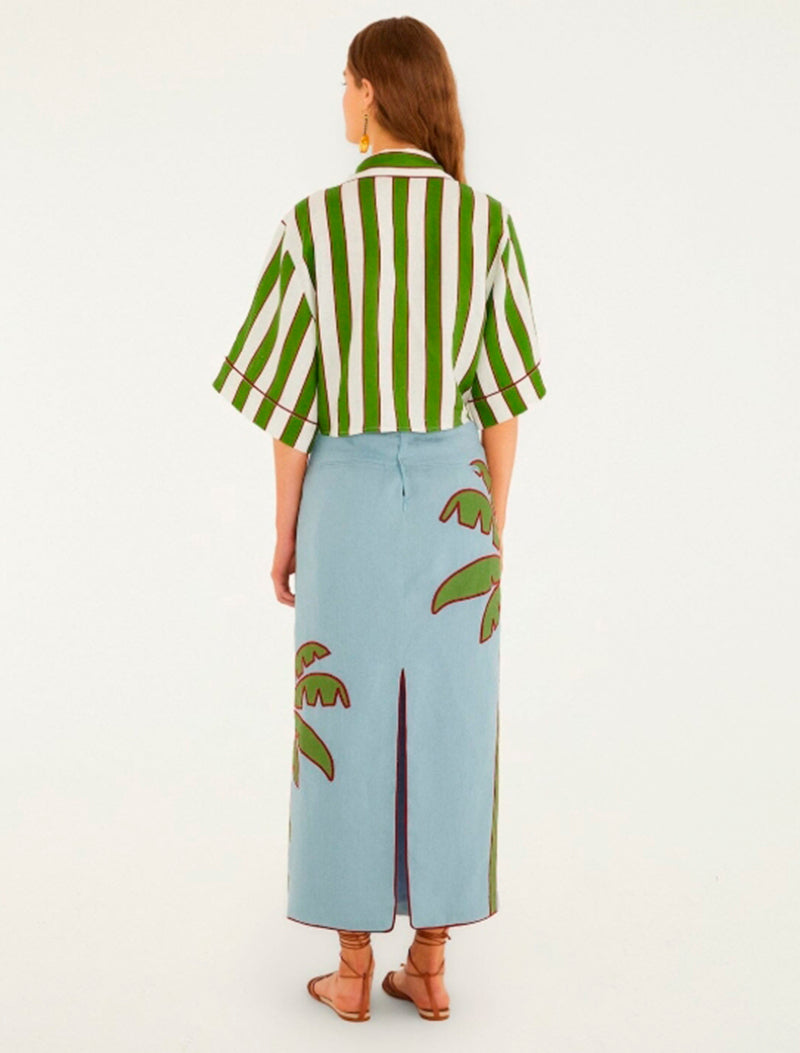 FALDA PALMERA LINO VERDE