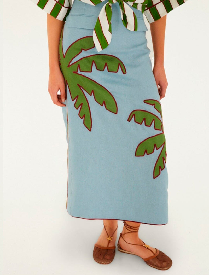 FALDA PALMERA LINO VERDE