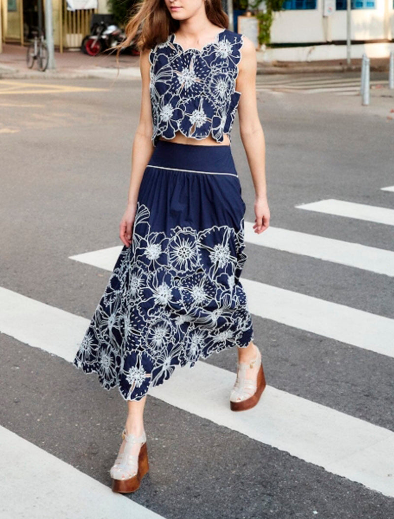 FALDA RICHELIEU AZUL