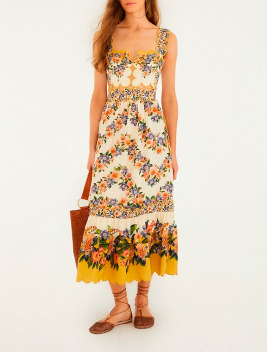 VESTIDO HILO FLOR AMARILLO