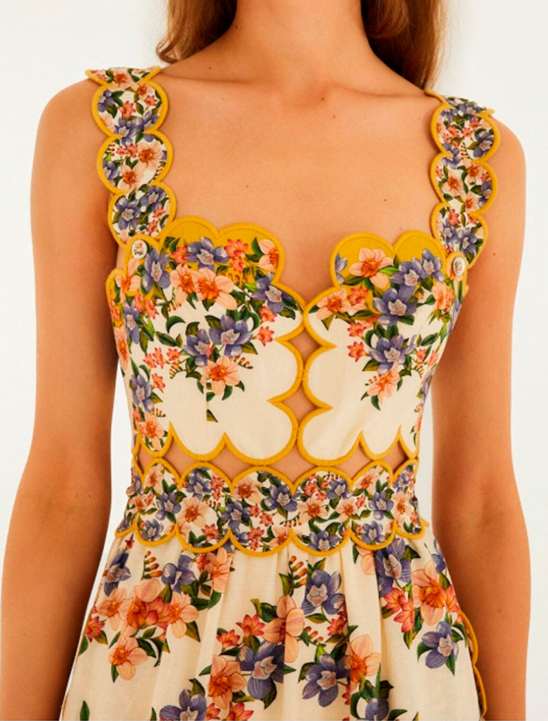 VESTIDO HILO FLOR AMARILLO