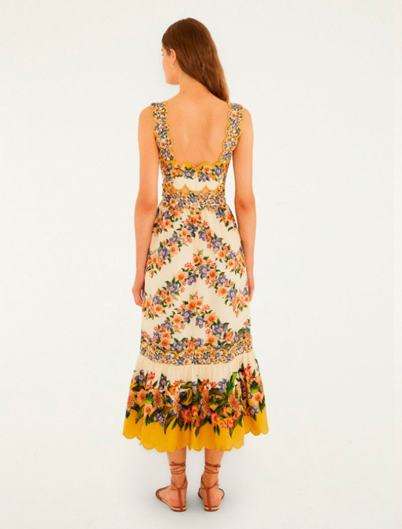 VESTIDO HILO FLOR AMARILLO