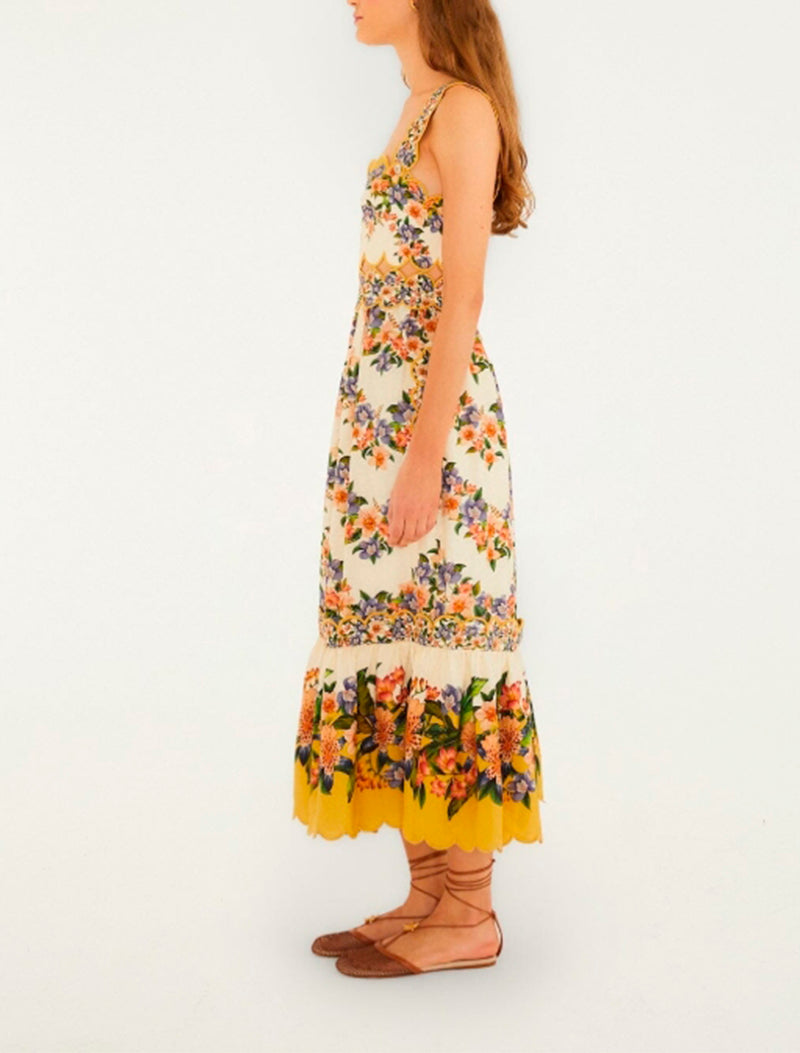 VESTIDO HILO FLOR AMARILLO