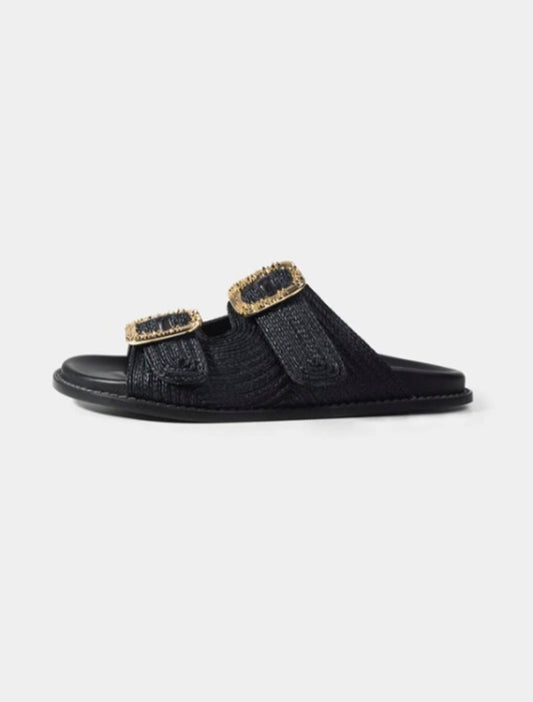SANDALIAS CARLOTA RAFIA NEGRO