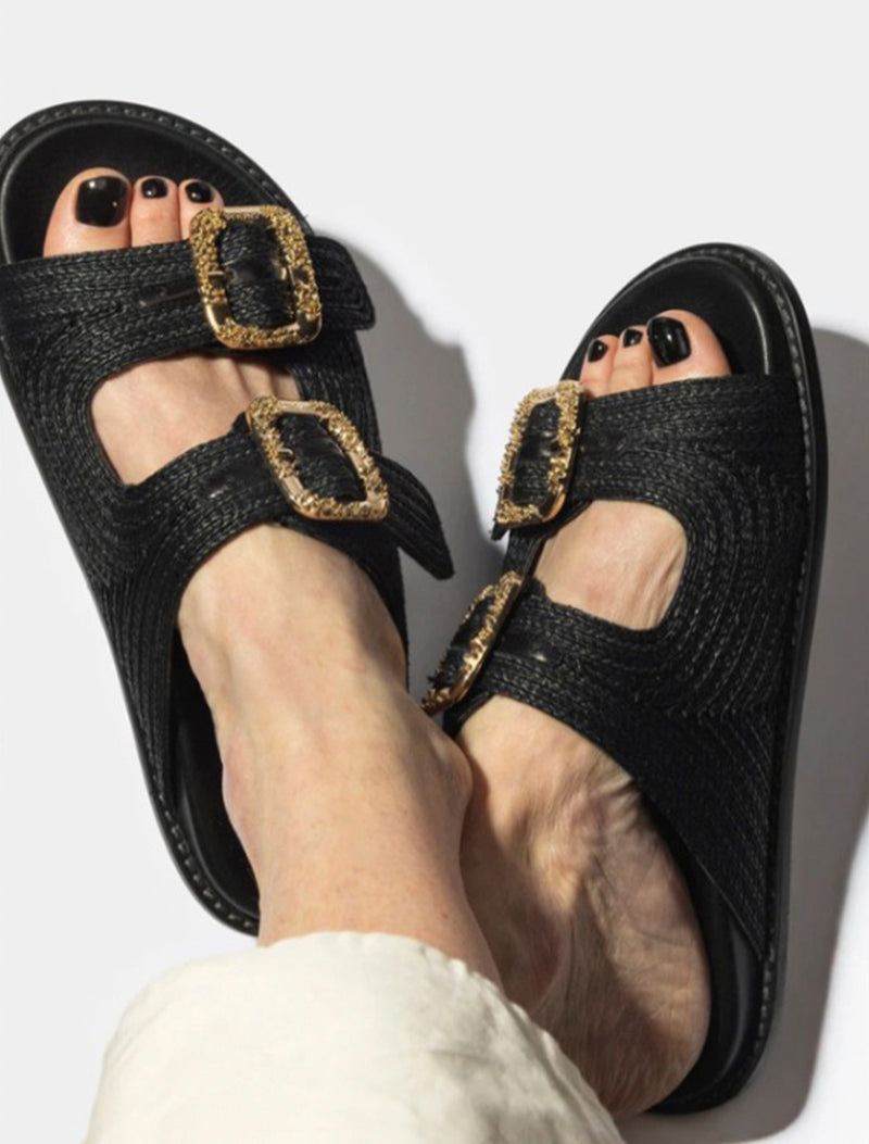 SANDALIAS CARLOTA RAFIA NEGRO