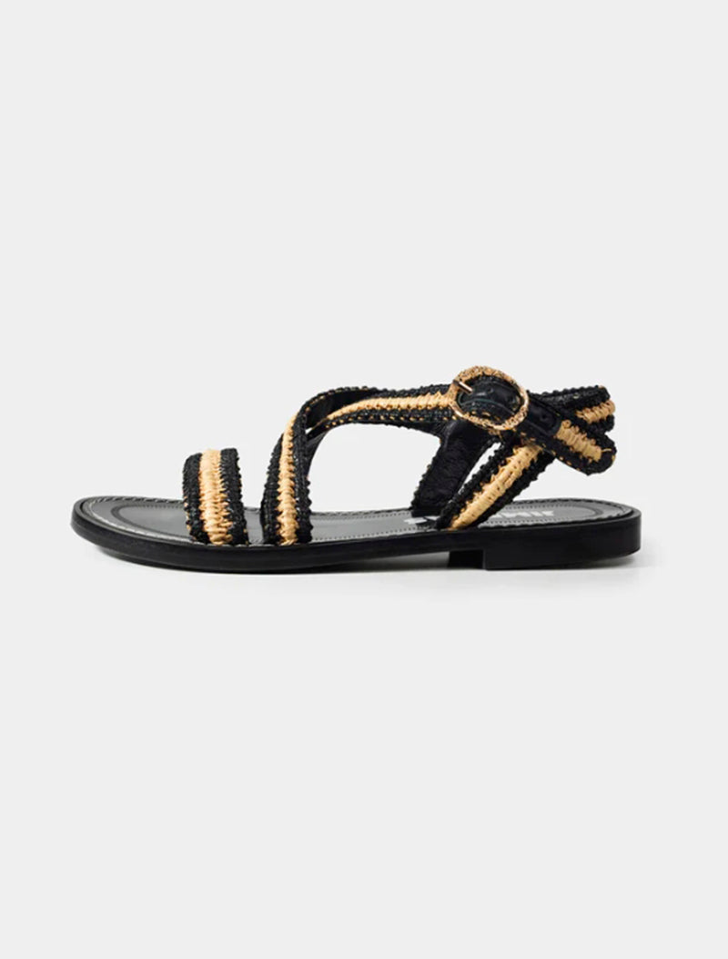 SANDALIAS DAMIANA RAFIA NEGRO