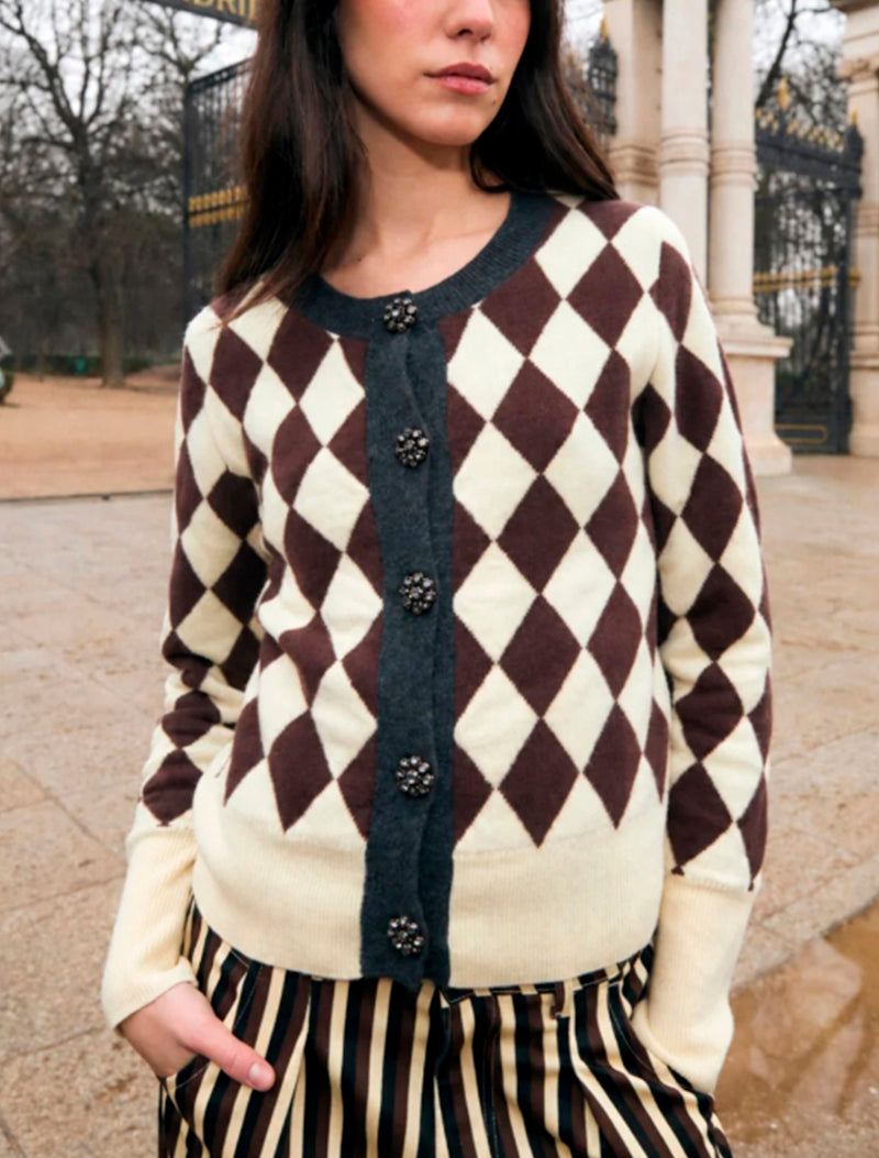 CARDIGAN ARLEQUIN MANTEQUILLA
