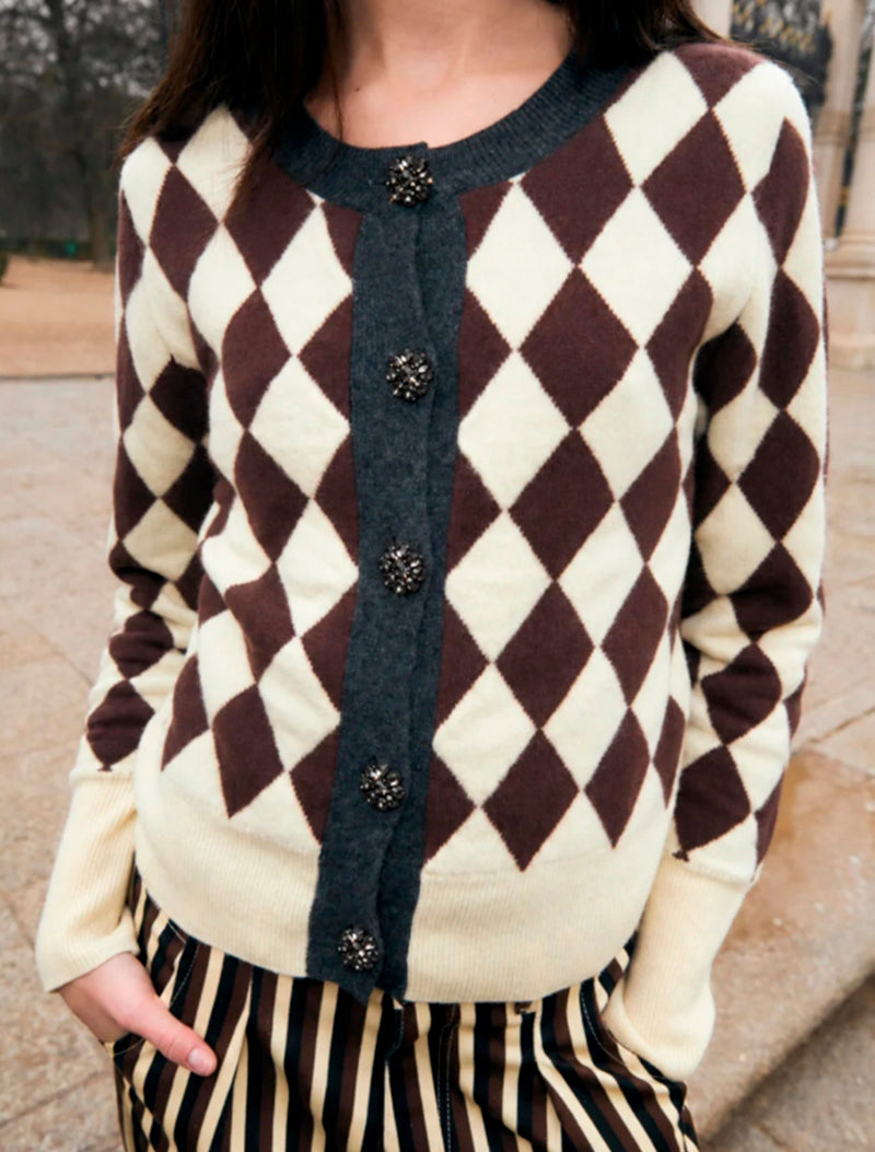 CARDIGAN ARLEQUIN MANTEQUILLA
