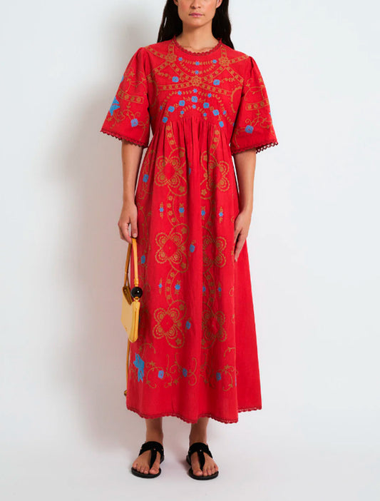 VESTIDO AMAPOLA EMBROIDERY ROJO