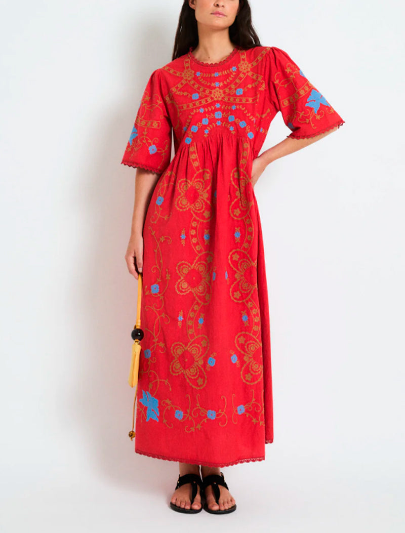 VESTIDO AMAPOLA EMBROIDERY ROJO