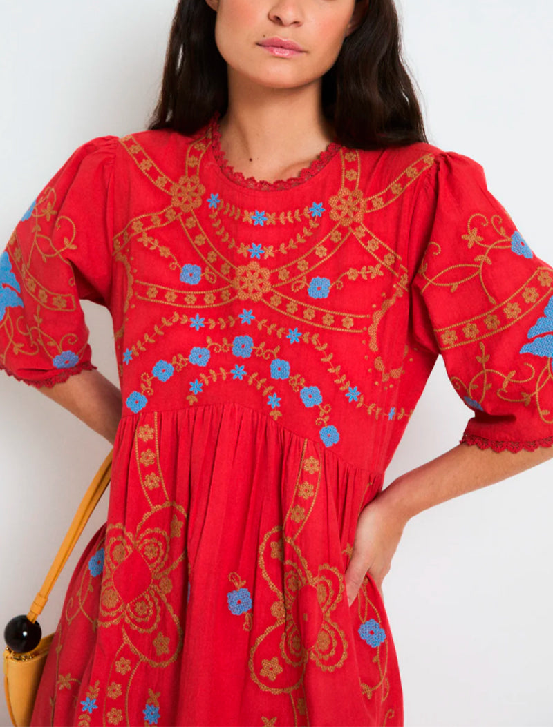 VESTIDO AMAPOLA EMBROIDERY ROJO