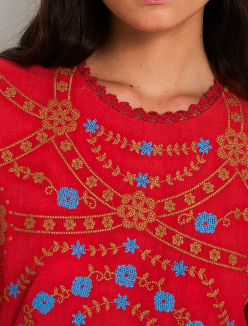 VESTIDO AMAPOLA EMBROIDERY ROJO