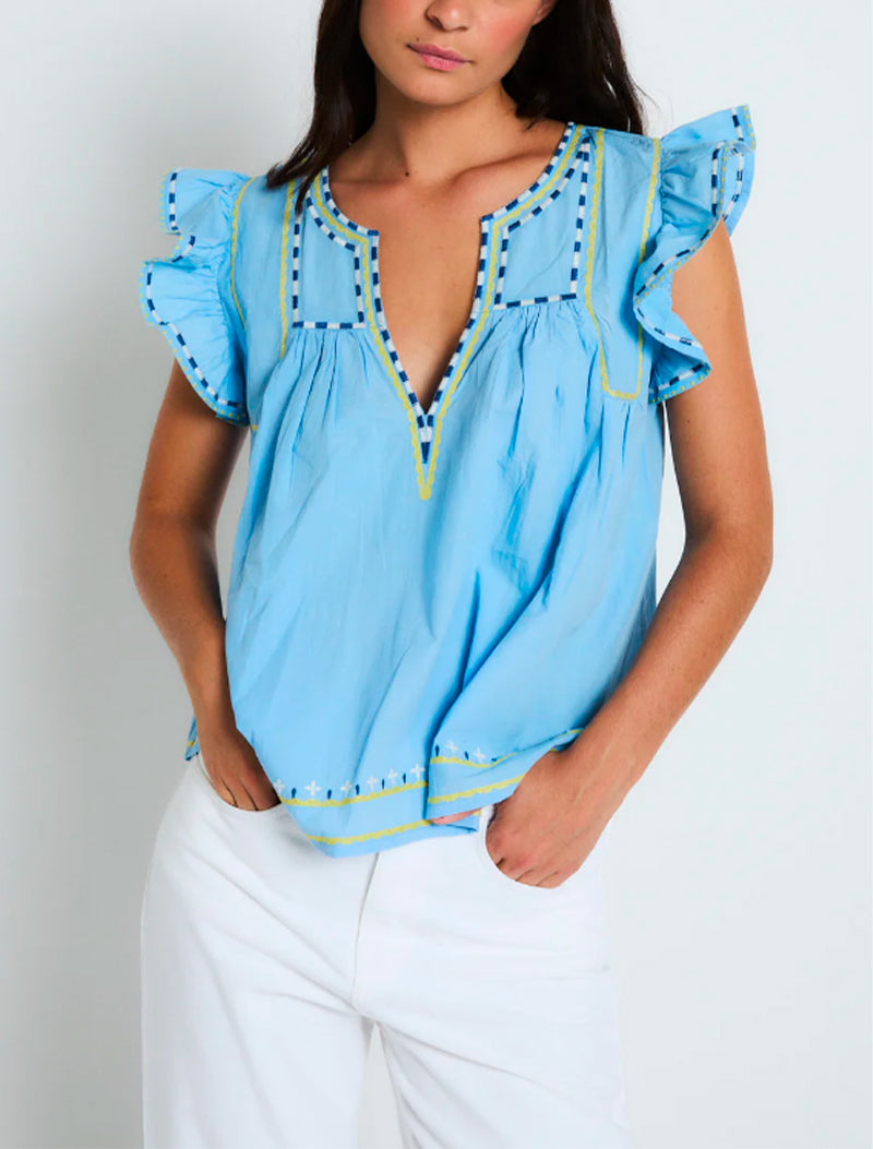 BLUSA AURA EMBROIDERY AZUL