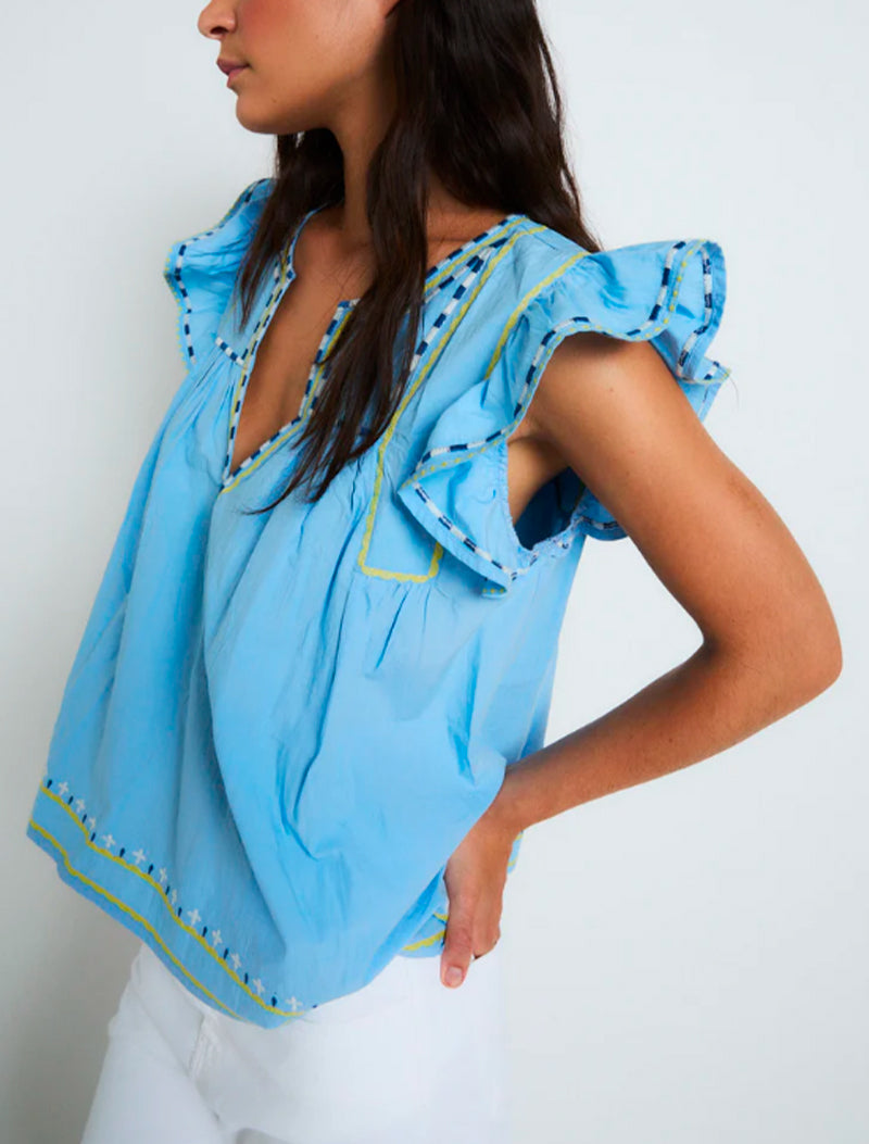 BLUSA AURA EMBROIDERY AZUL