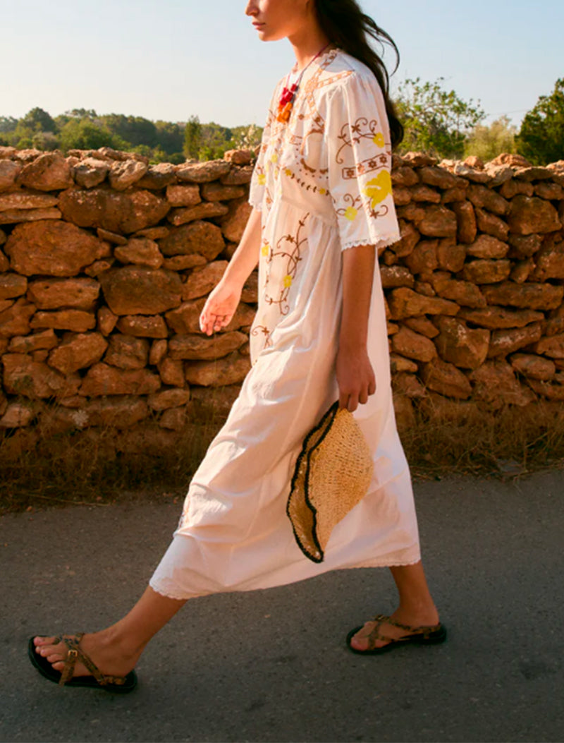 VESTIDO AMAPOLA EMBROIDERY CRUDO